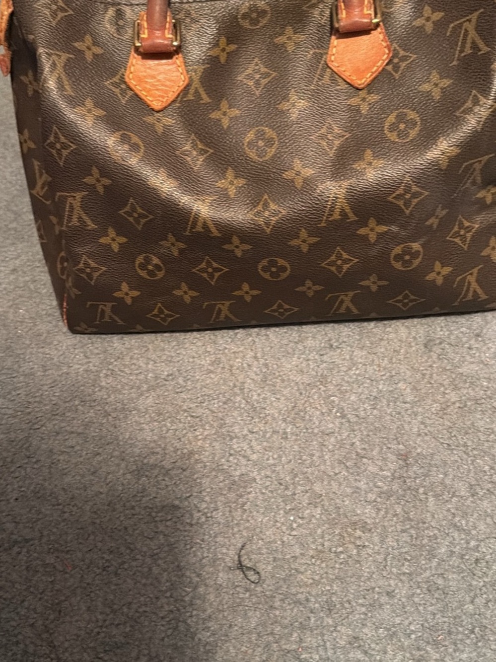 Louis Vuitton Brown Canvas Pouch with Tan Leather Tab